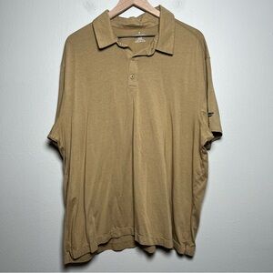 Fabletics Men 24/7 Polo Shirt‎ XXL Tan Short Sleeve Cotton Modal Performance